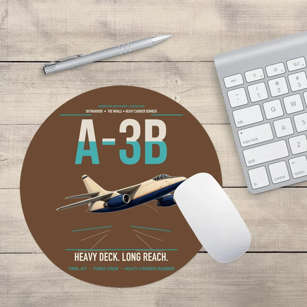 A-3B Skywarrior design on brown round mouse pad