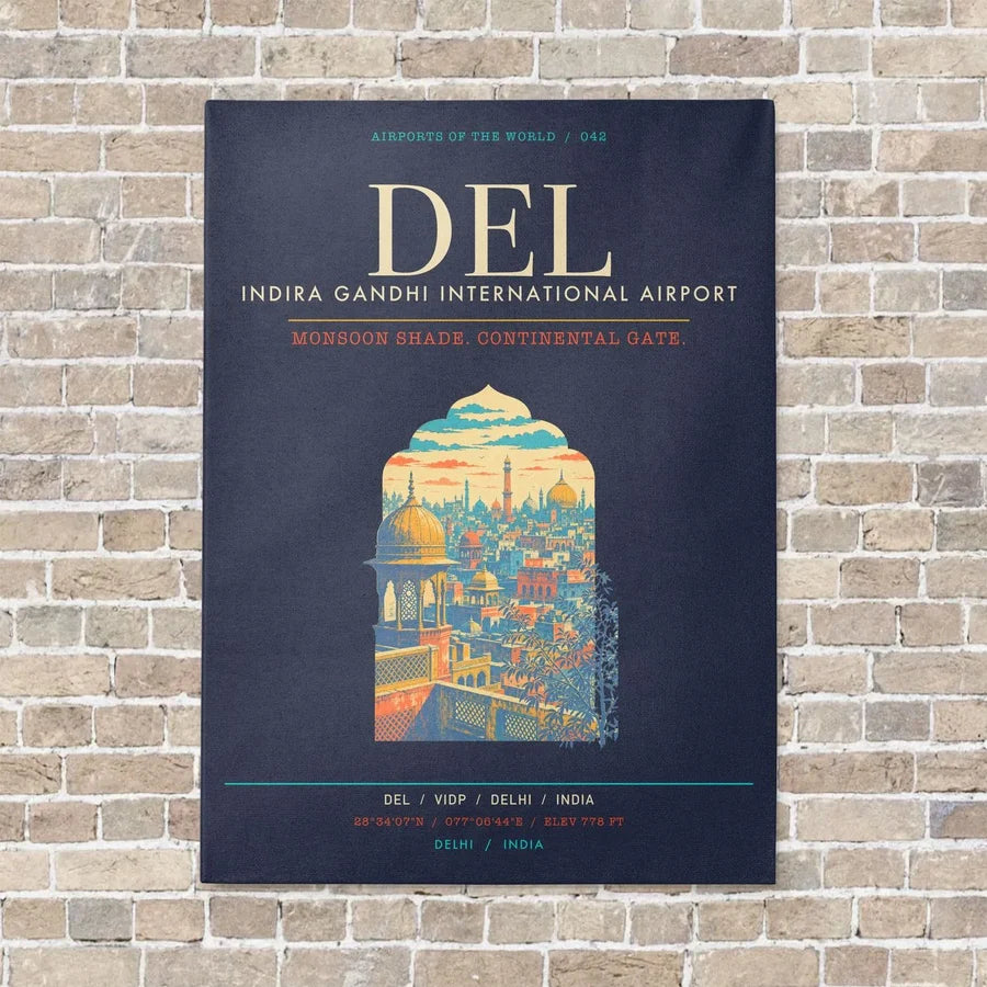 Indira Gandhi International Airport Delhi DEL - Canvas Framed - Navy Blue