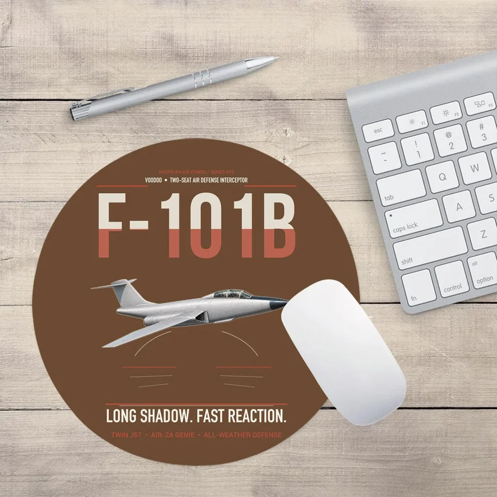 F-101B Voodoo design on brown round mouse pad