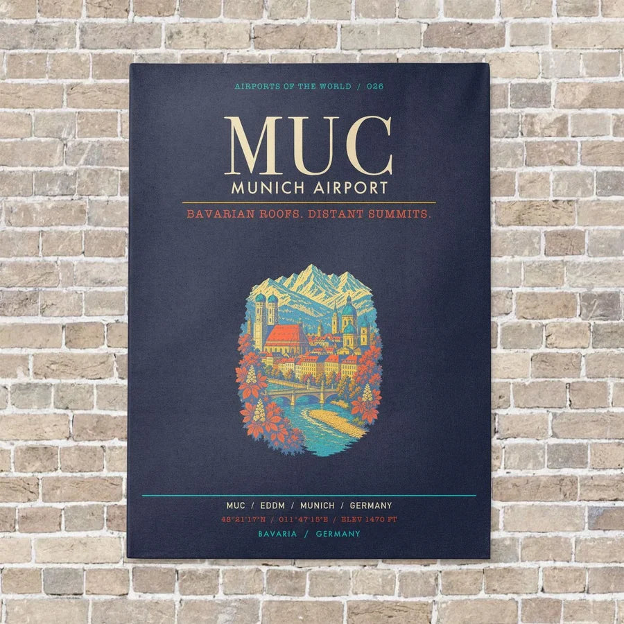 Munich Airport MUC - Canvas Framed - Navy Blue