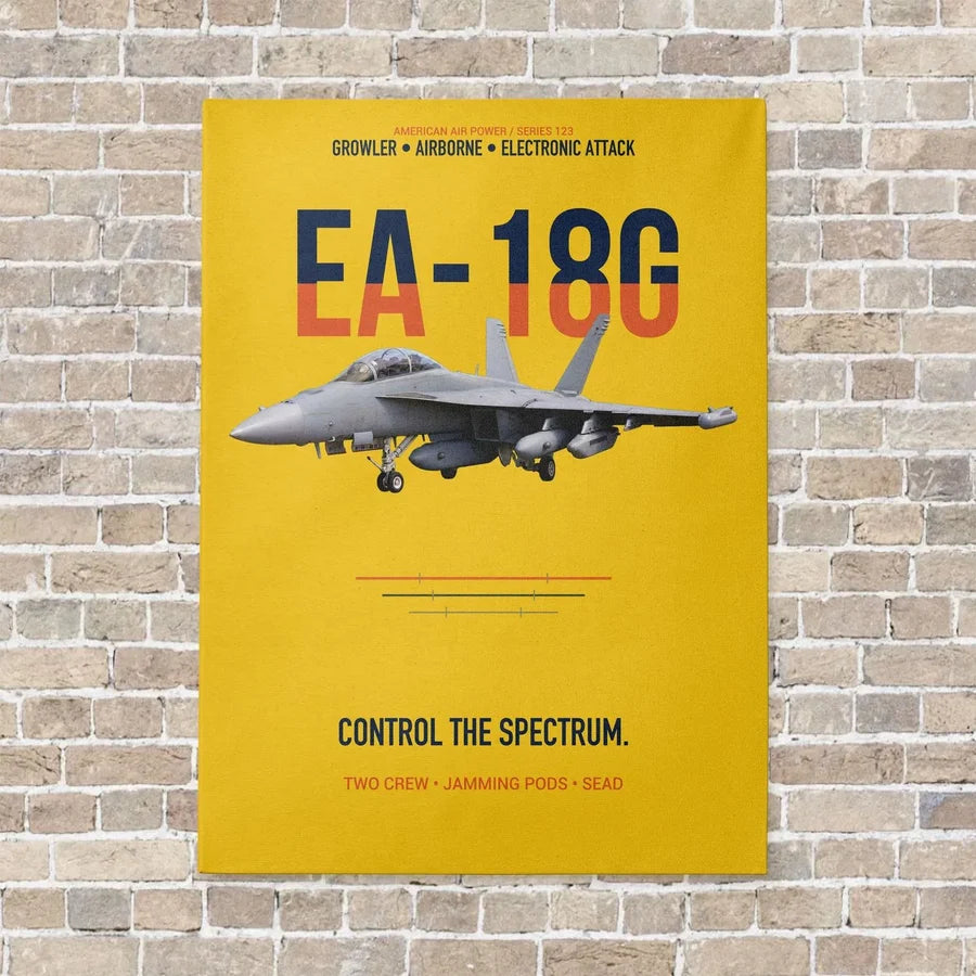 EA-18G Growler Control The Spectrum vertical canvas print - no frame - yellow background