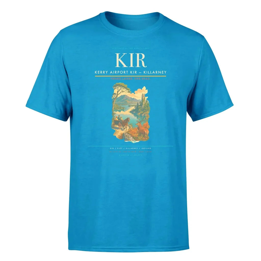Kerry Airport (KIR) T-Shirt single-side front print in Turquoise | kerry-airport-kir-double-side-t-shirt
