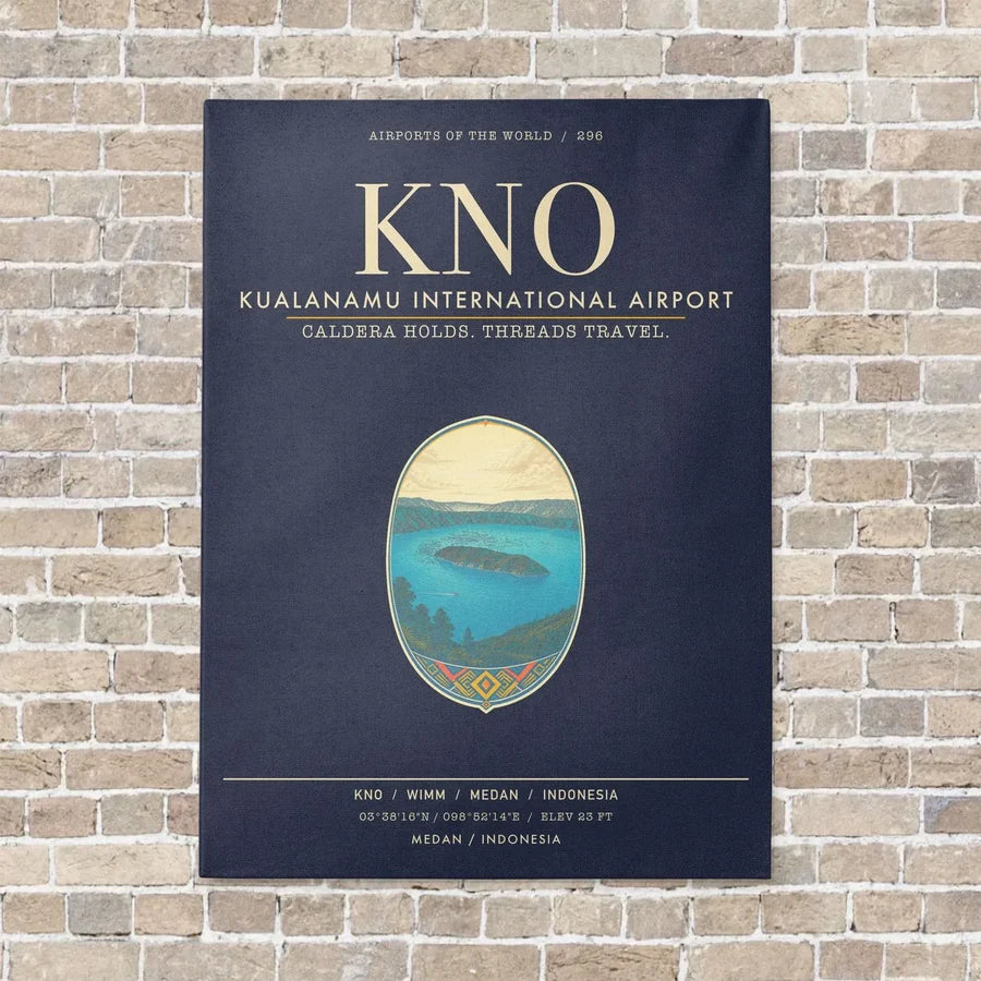 Kualanamu International Airport Medan KNO - Canvas Framed - Navy Blue