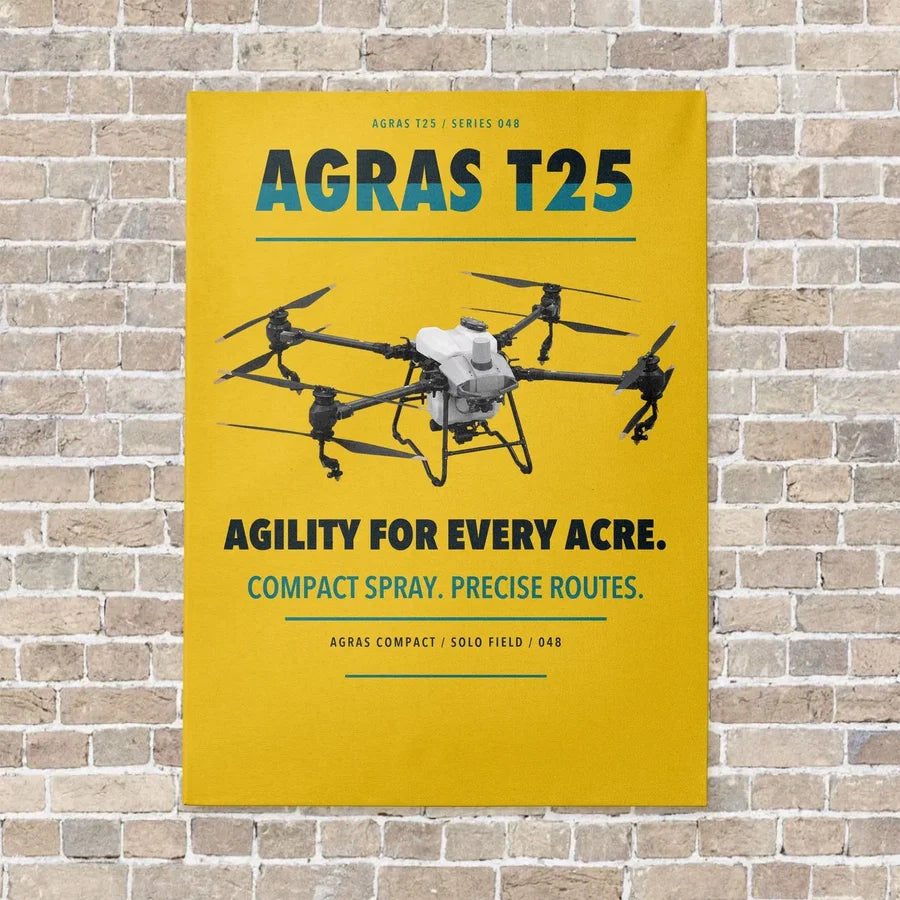 DJI Agras T25 vertical canvas print - no frame - yellow background