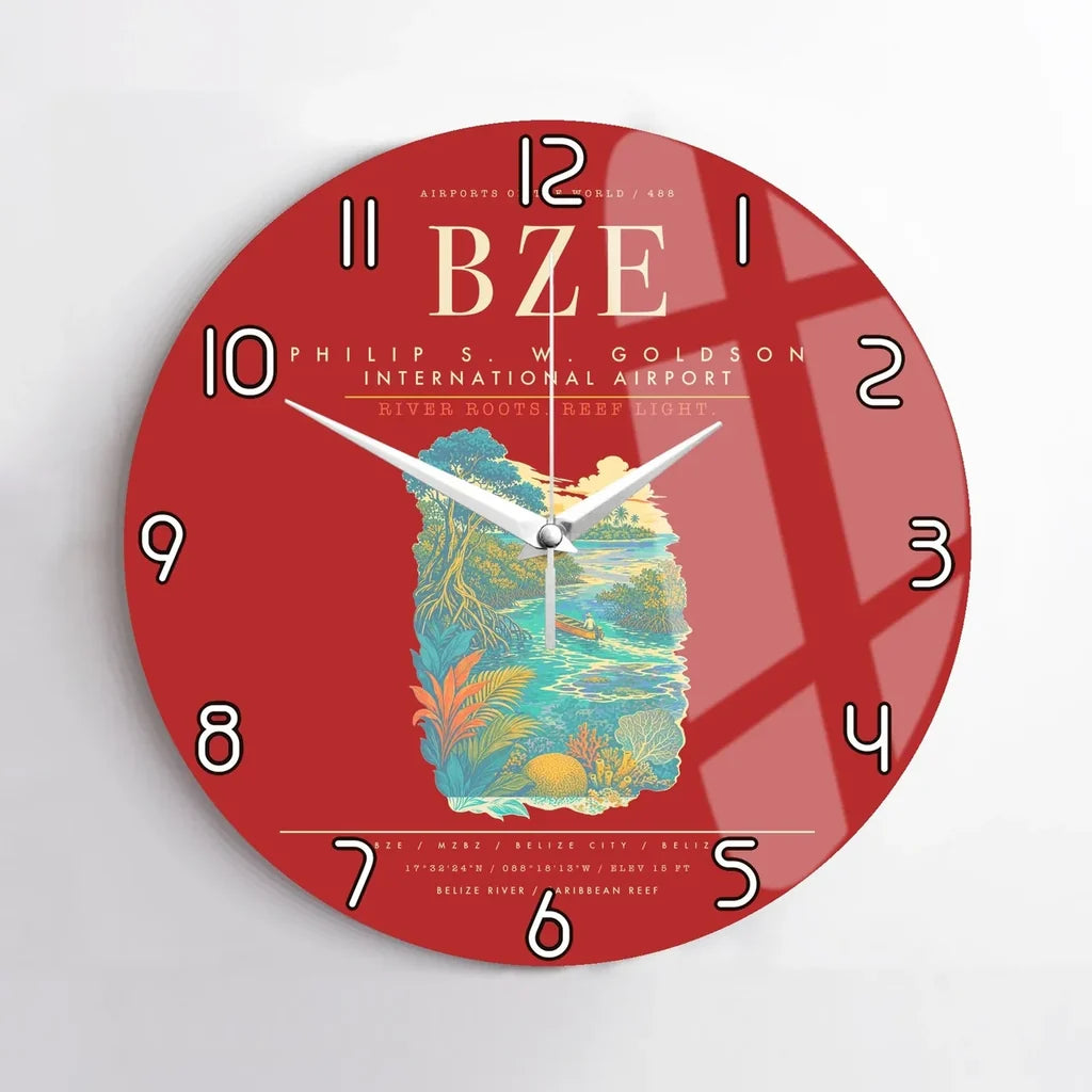 Philip S. W. Goldson International Airport BZE Wall-Clock No-Frame - Red