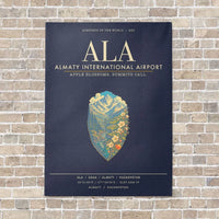 Thumbnail for Almaty International Airport ALA - Canvas Framed - Navy Blue
