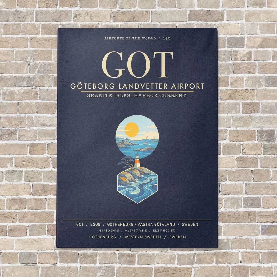 Goteborg Landvetter Airport GOT - Canvas Framed - Navy Blue