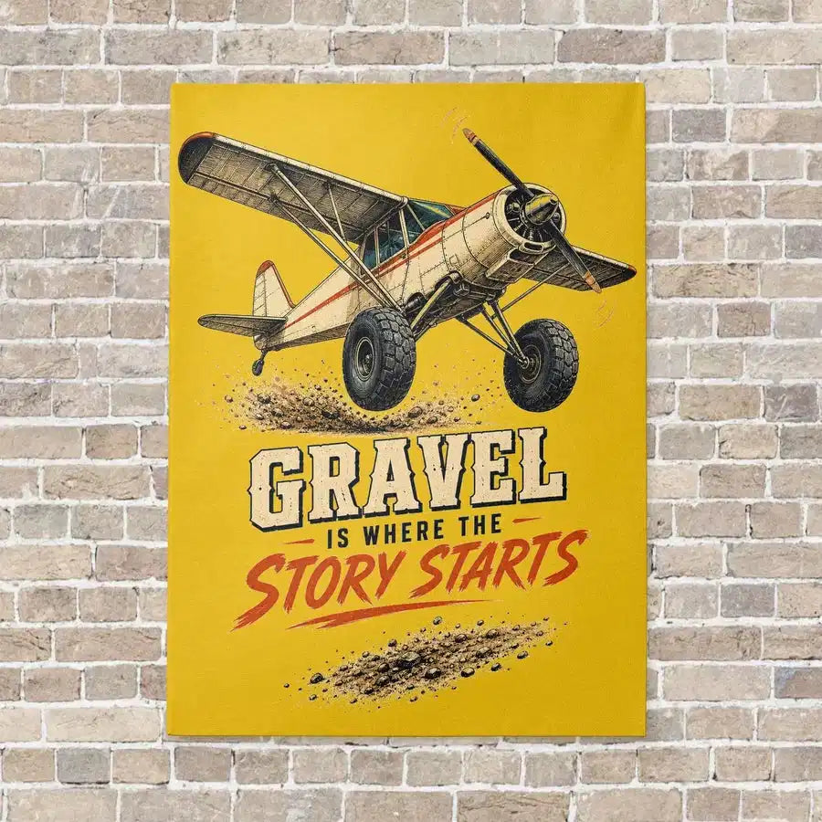 Gravel Is Where The Story Starts vertical canvas print - no frame - yellow background