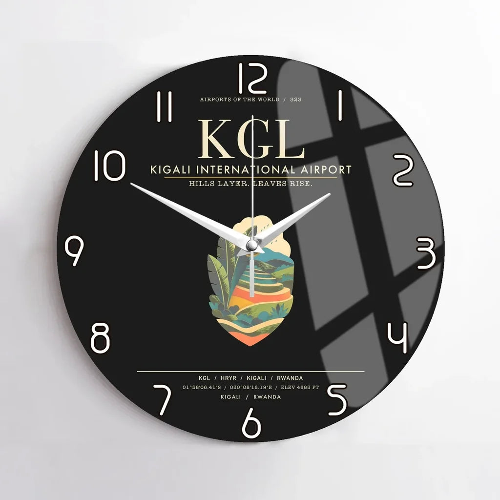 Kigali International Airport KGL Wall-Clock No-Frame - Black
