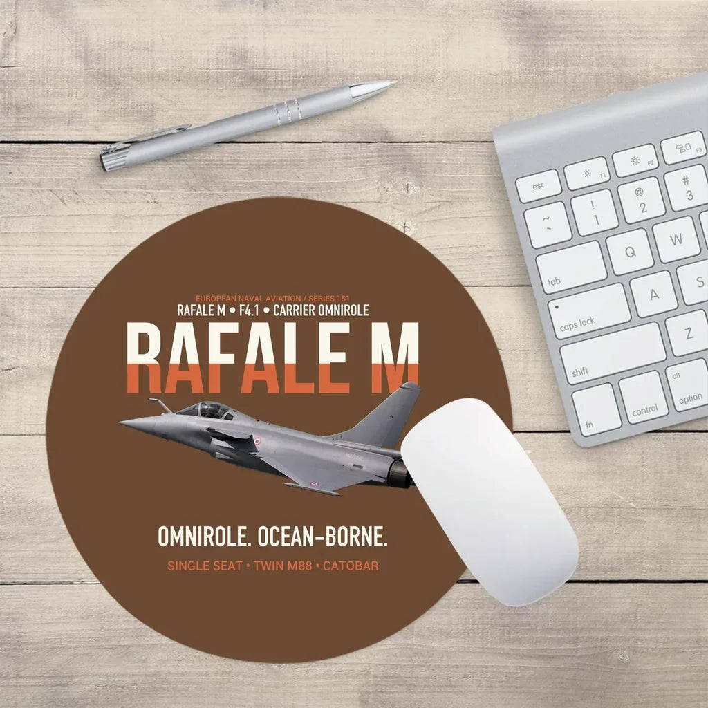 Dassault Rafale M F4.1 Carrier Omnirole Network design on brown round mouse pad