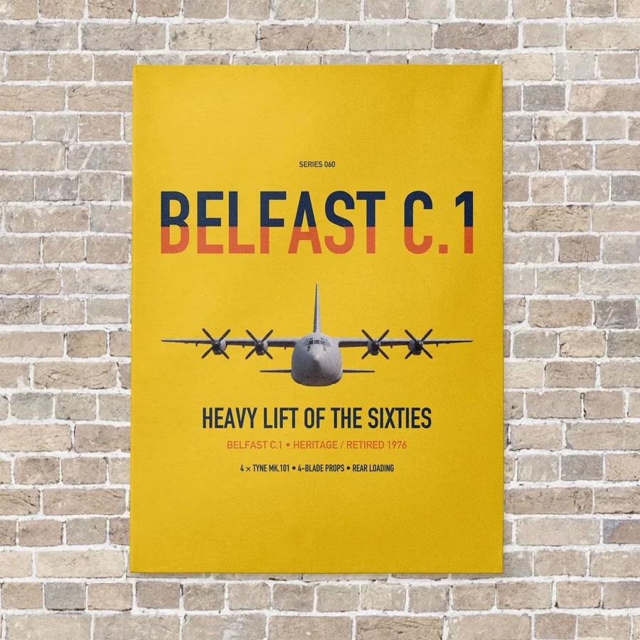 Short Belfast C.1 vertical canvas print - no frame - yellow background