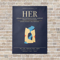 Thumbnail for Heraklion International Airport Nikos Kazantzakis HER - Canvas Framed - Navy Blue
