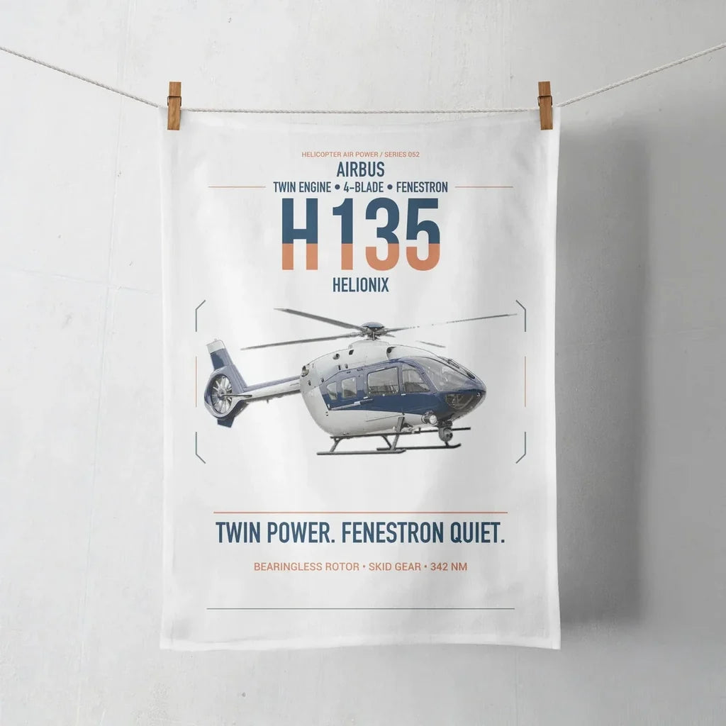 Airbus H135 design on white towel
