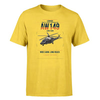 Thumbnail for Leonardo AW149 design on yellow t-shirt, single-side print