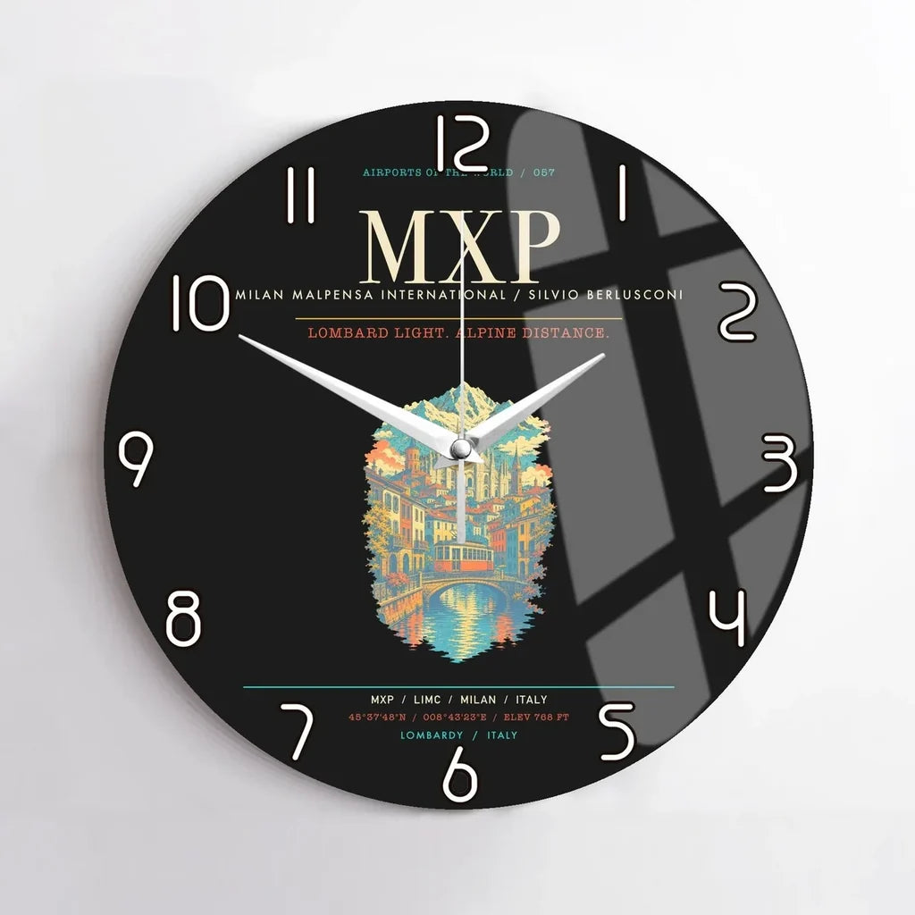 Milan Malpensa International Airport Silvio Berlusconi MXP Wall-Clock No-Frame - Black