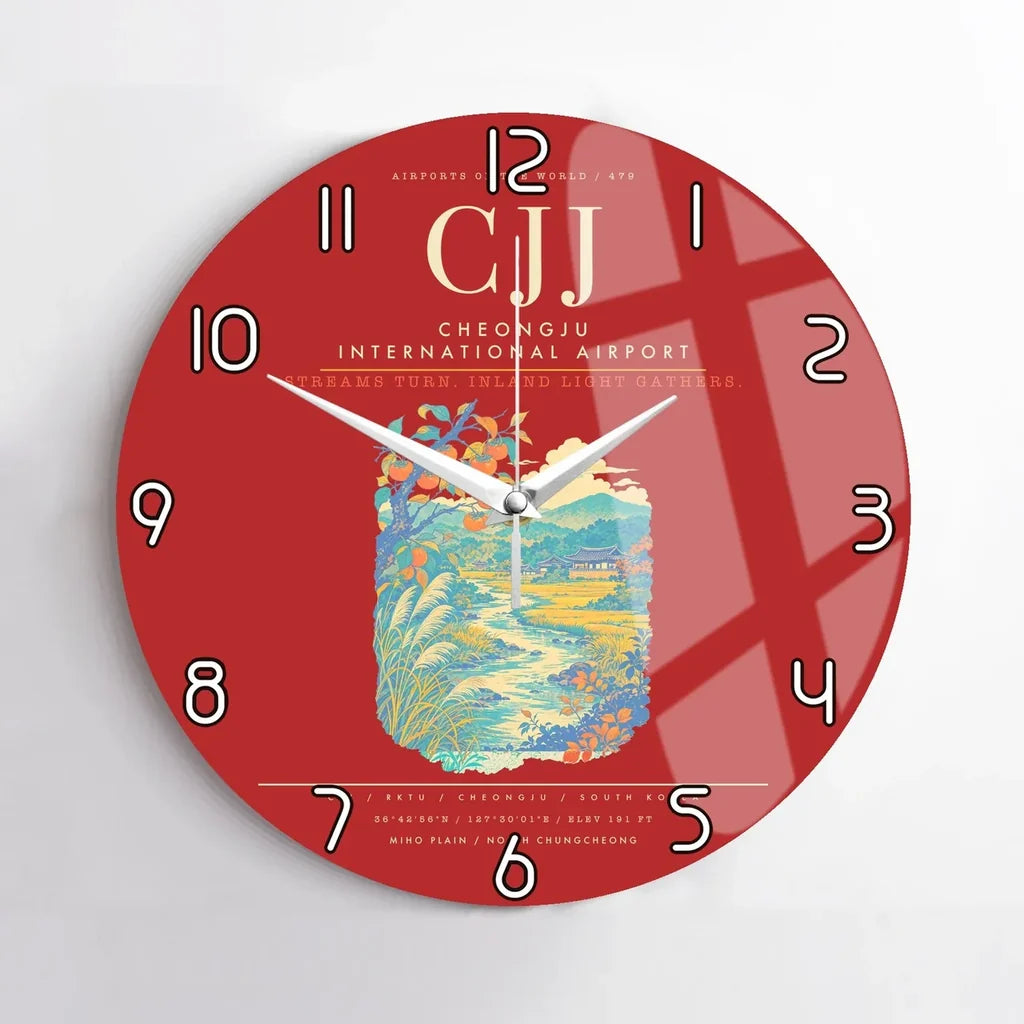 Cheongju International Airport CJJ Wall-Clock No-Frame - Red