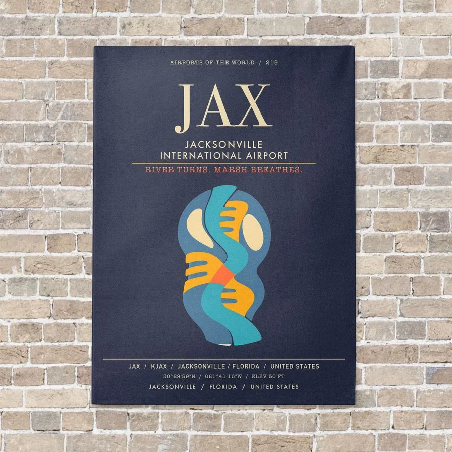 Jacksonville International Airport JAX - Canvas Framed - Navy Blue