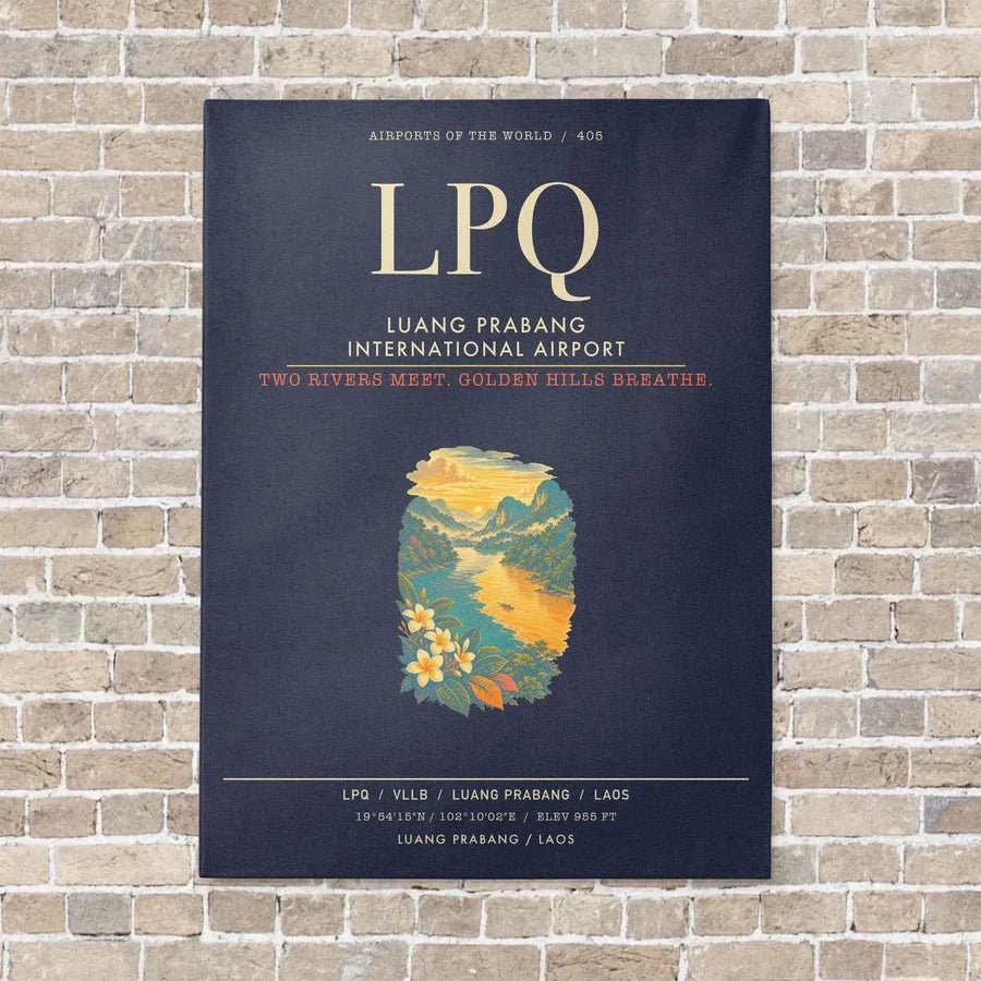 Luang Prabang International Airport LPQ - Canvas Framed - Navy Blue