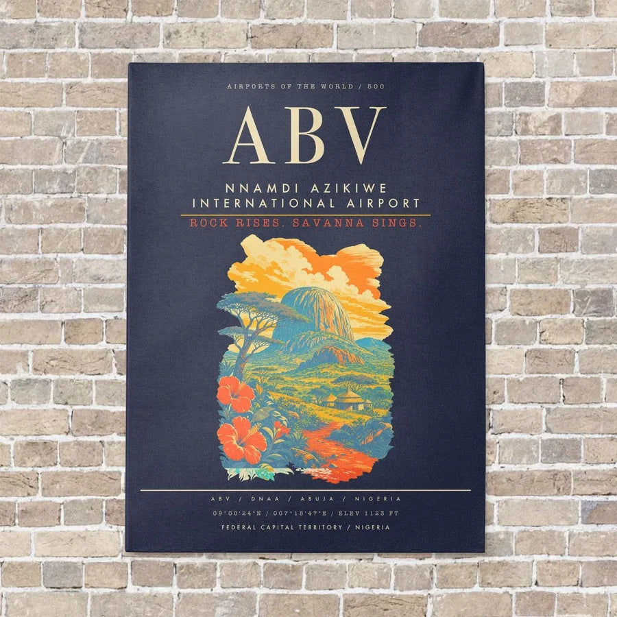 Nnamdi Azikiwe International Airport ABV - Canvas Framed - Navy Blue