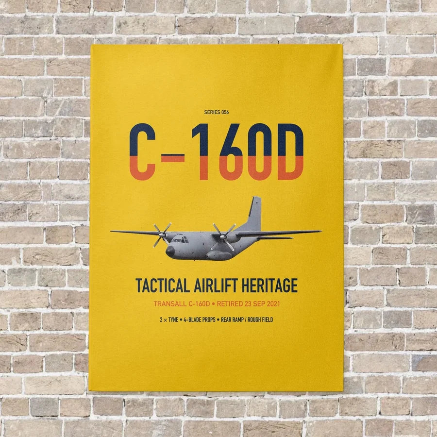 Transall C-160D vertical canvas print - no frame - yellow background