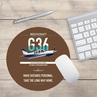Thumbnail for Beechcraft Bonanza G36 design on brown round mouse pad