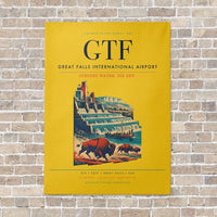 Thumbnail for Great Falls International Airport GTF vertical canvas print - no frame - yellow background