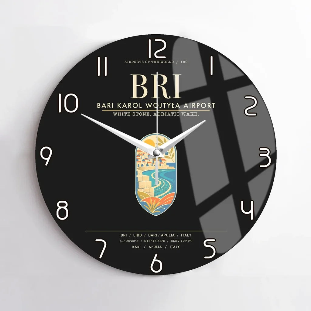 Bari Karol Wojtya Airport BRI Wall-Clock No-Frame - Black