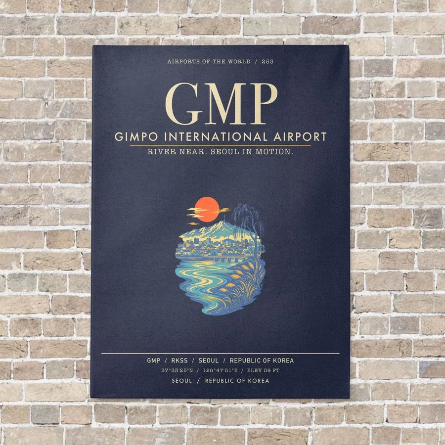 Gimpo International Airport GMP - Canvas Framed - Navy Blue