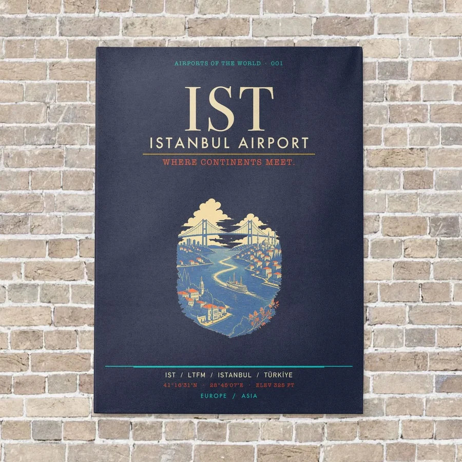 Istanbul Airport IST - Canvas Framed - Navy Blue