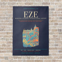 Thumbnail for Buenos Aires Ministro Pistarini International Airport EZE - Canvas Framed - Navy Blue