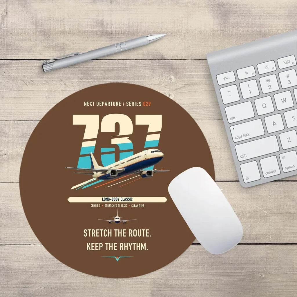 Boeing 737-400 Classic design on brown round mouse pad