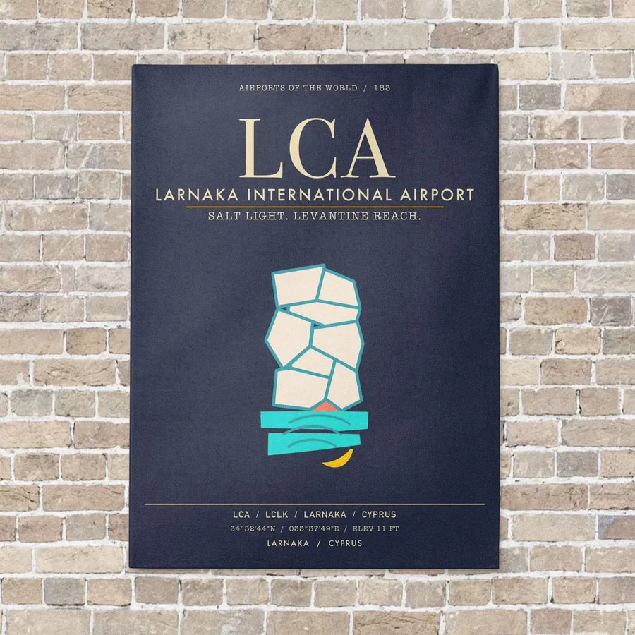 Larnaka International Airport LCA - Canvas Framed - Navy Blue