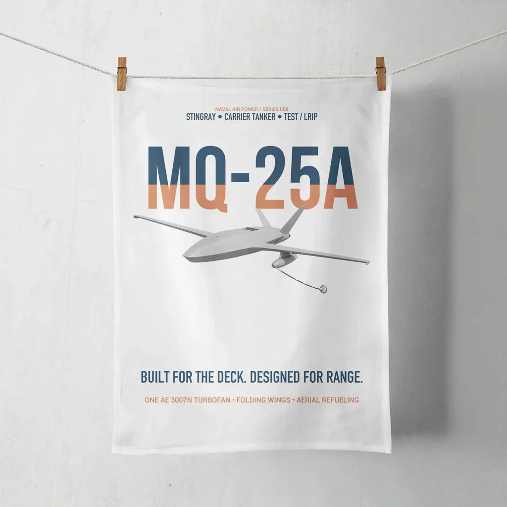 MQ-25A STINGRAY design on white towel