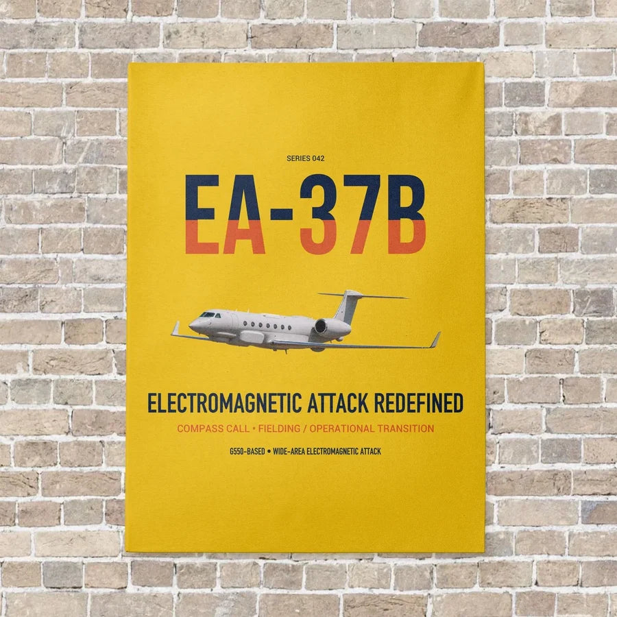 EA-37B Compass Call vertical canvas print - no frame - yellow background