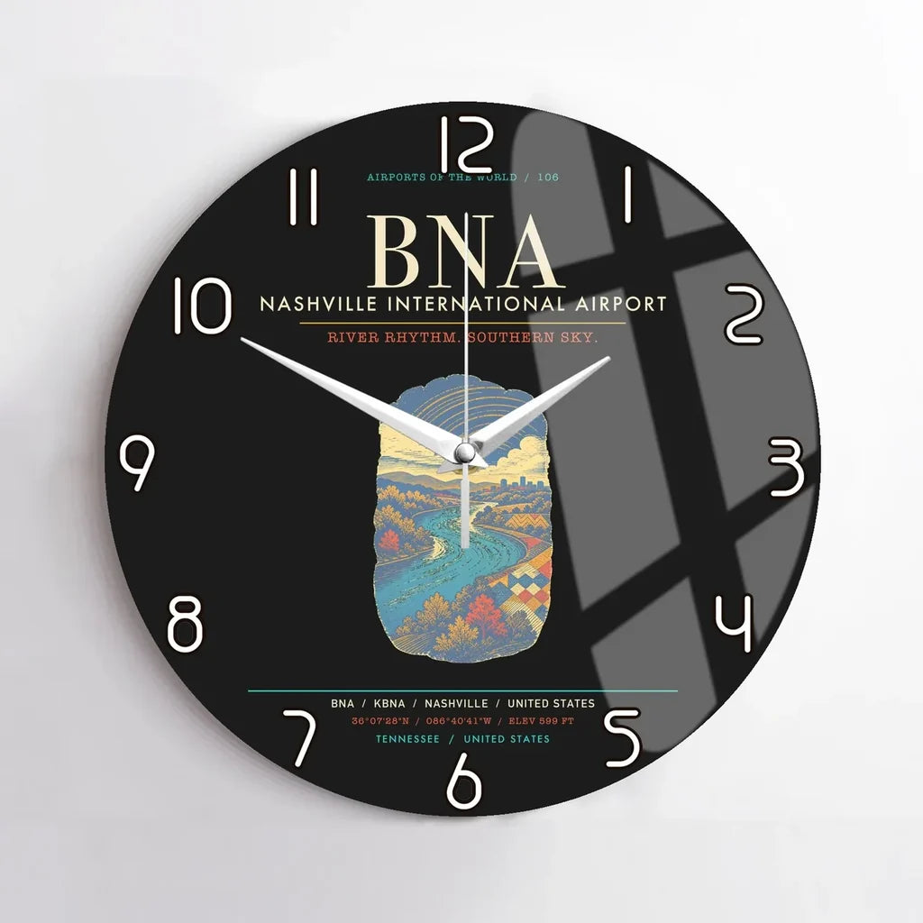 Nashville International Airport BNA Wall-Clock No-Frame - Black