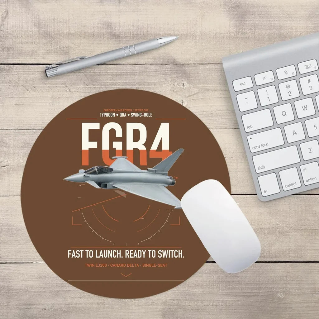 Eurofighter Typhoon FGR4 design on brown round mouse pad