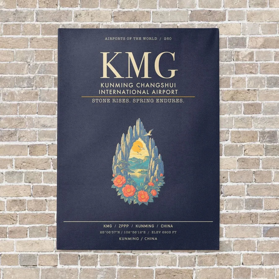 Kunming Changshui International Airport KMG - Canvas Framed - Navy Blue