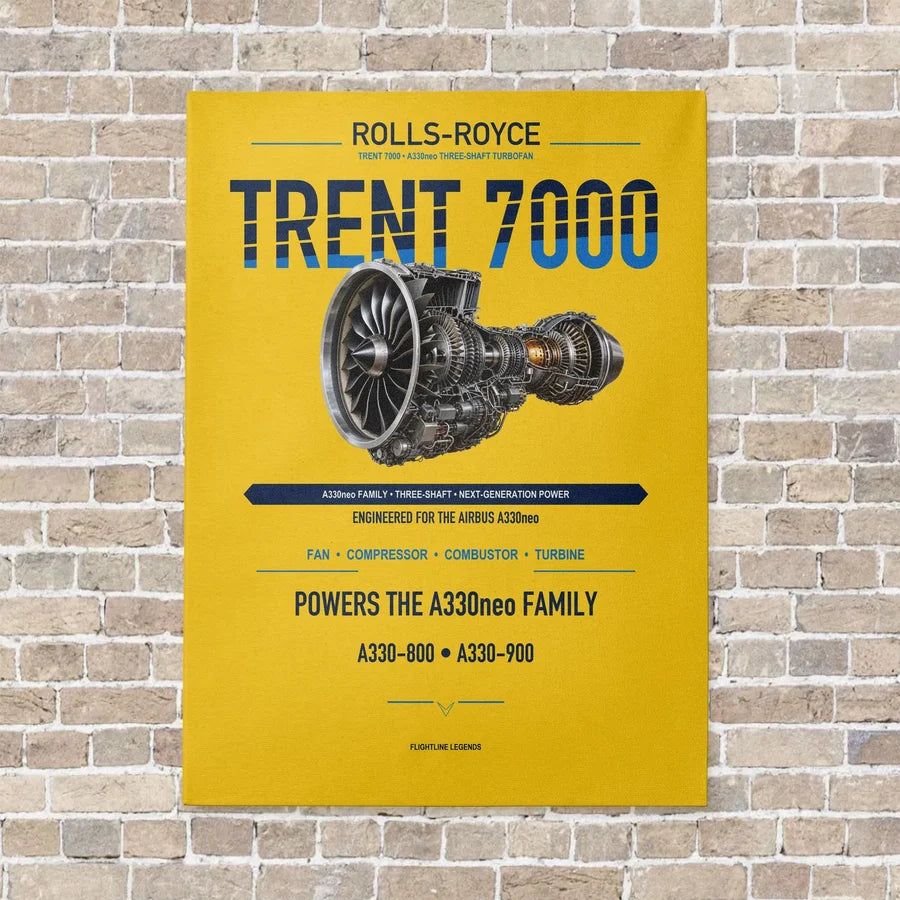 TRENT 7000 vertical canvas print - no frame - yellow background