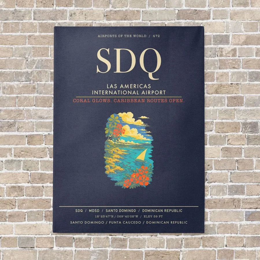 Las Americas International Airport SDQ - Canvas Framed - Navy Blue