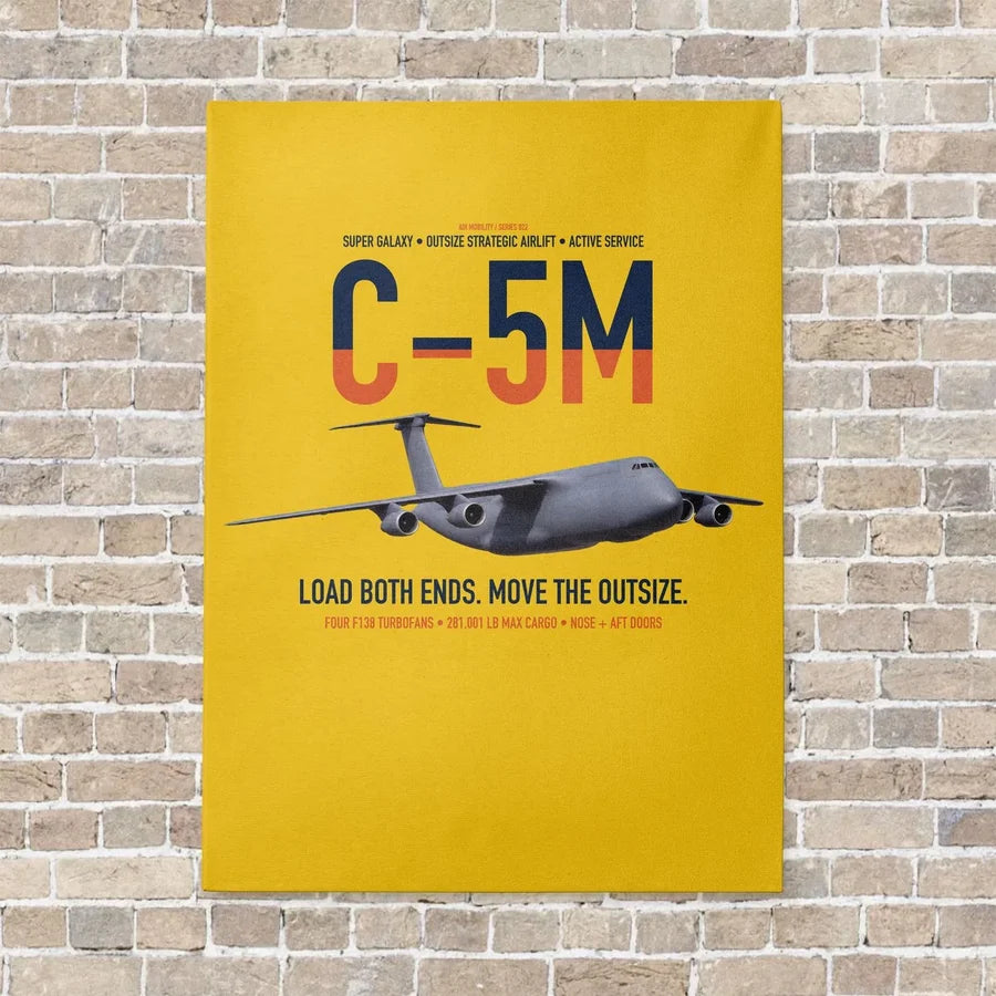 C-5M Super Galaxy vertical canvas print - no frame - yellow background