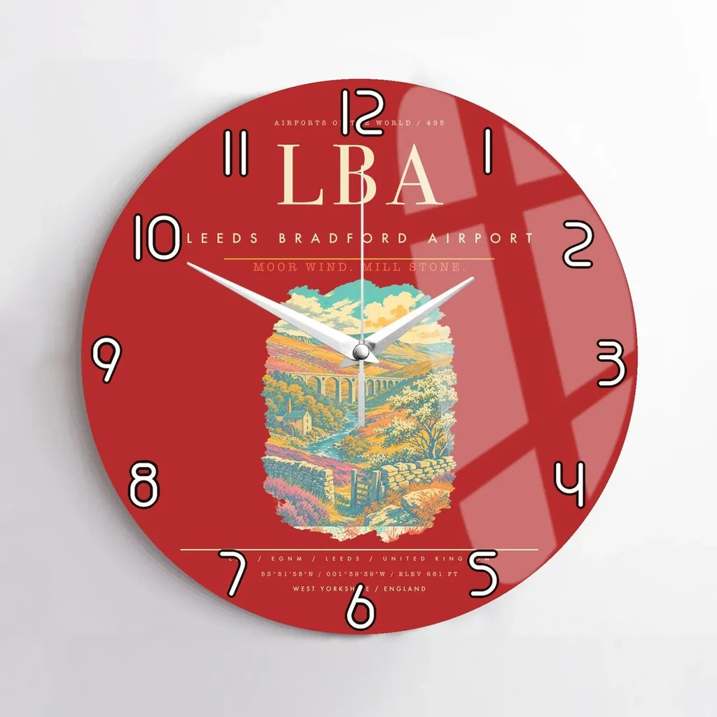 Leeds Bradford Airport LBA Wall-Clock No-Frame - Red