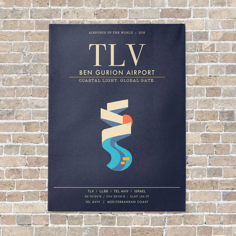 Tel Aviv Ben Gurion Airport TLV - Canvas Framed - Navy Blue