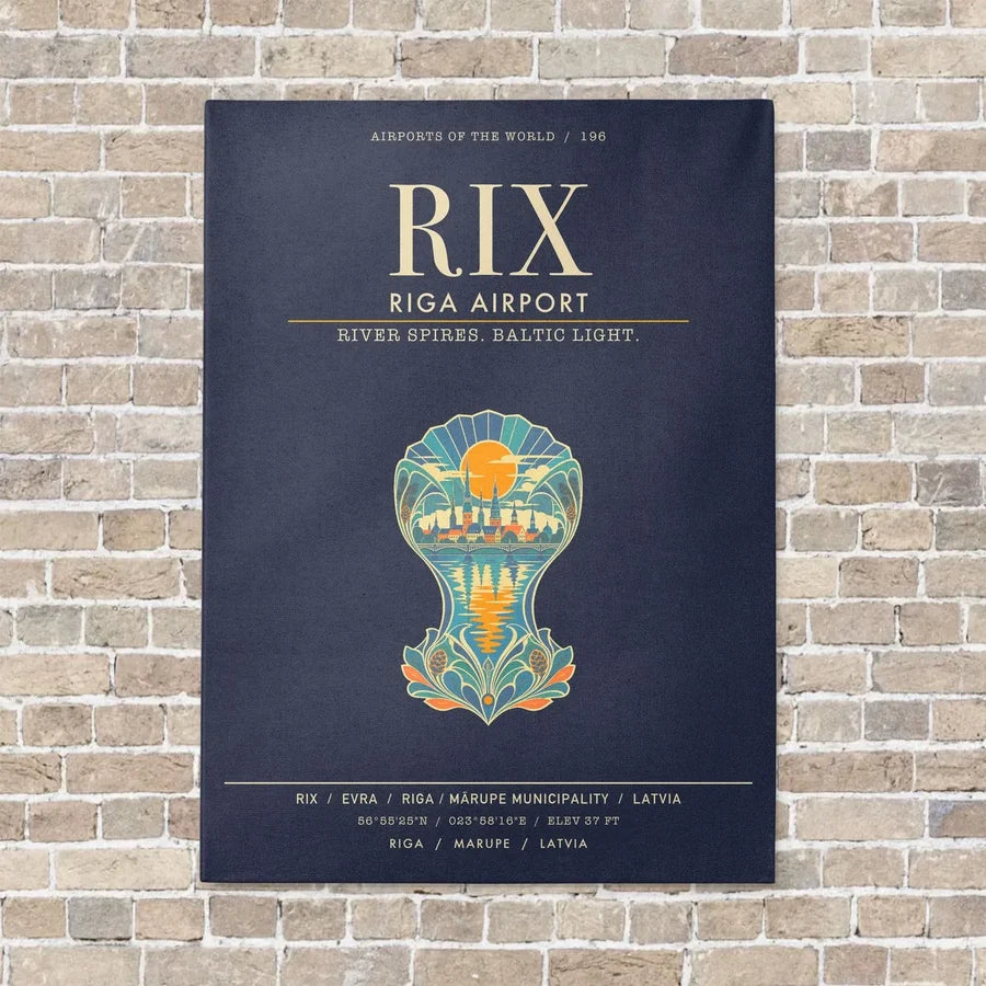 Riga Airport RIX - Canvas Framed - Navy Blue