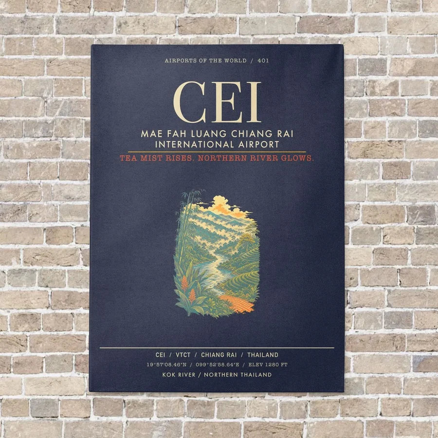 Mae Fah Luang Chiang Rai International Airport CEI - Canvas Framed - Navy Blue