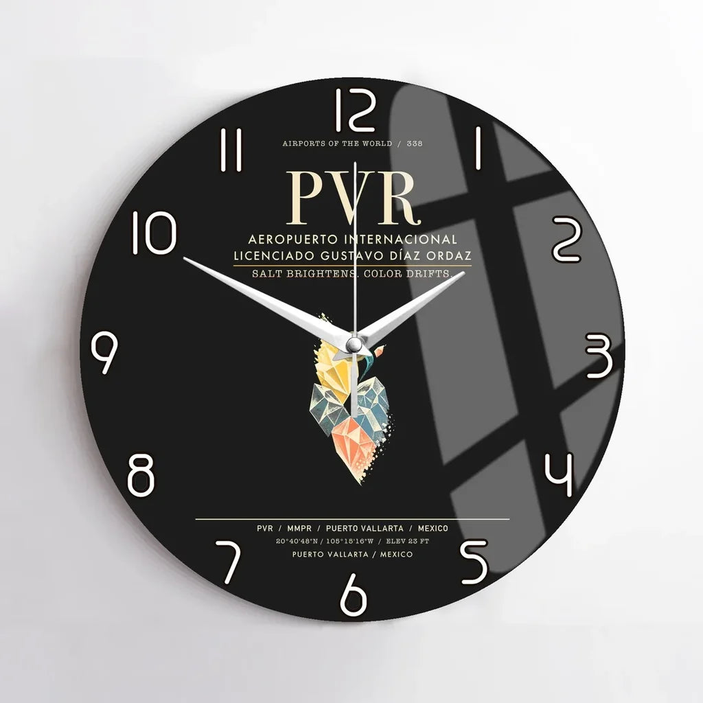 Aeropuerto Internacional Licenciado Gustavo Diaz Ordaz PVR  Puerto Vallarta Wall-Clock No-Frame - Black