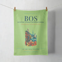 Thumbnail for Boston Logan International Airport (BOS) design on light green towel