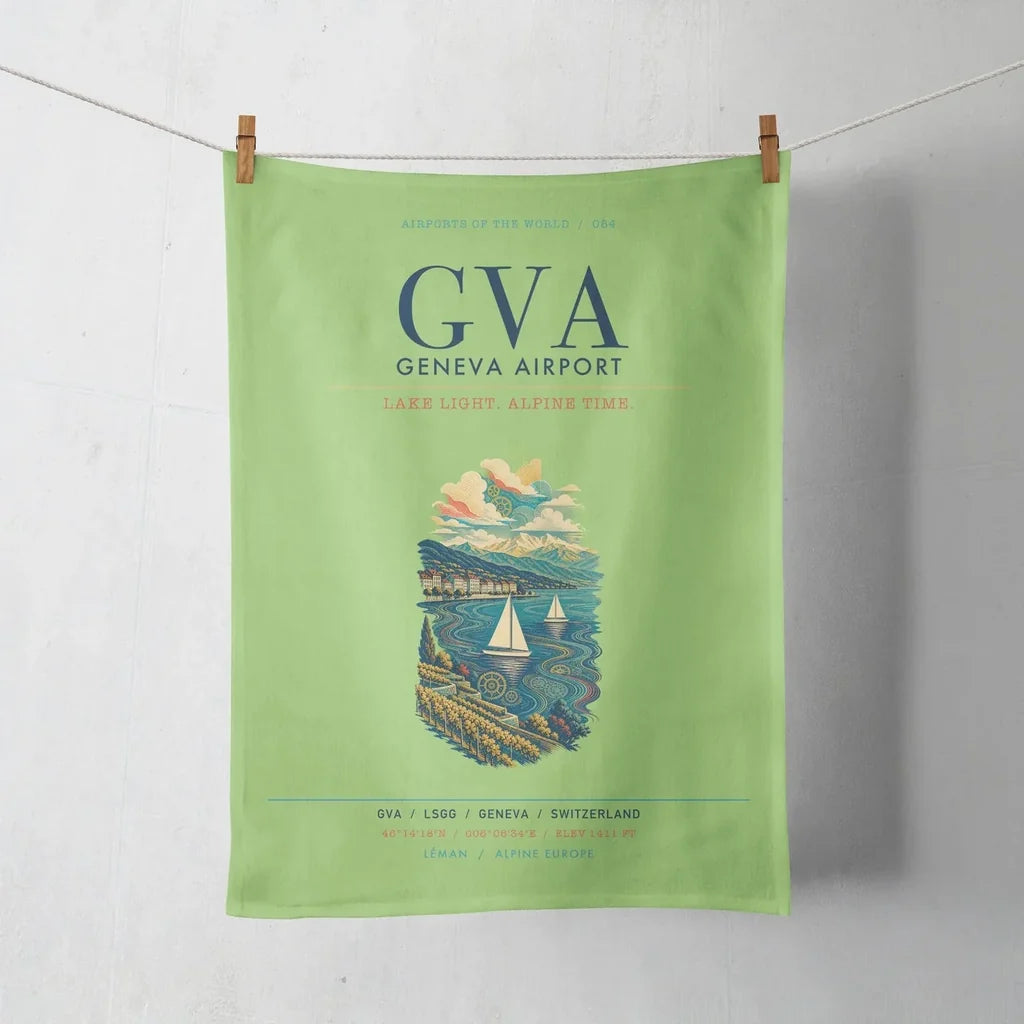 Geneva Airport (GVA) design on light green towel