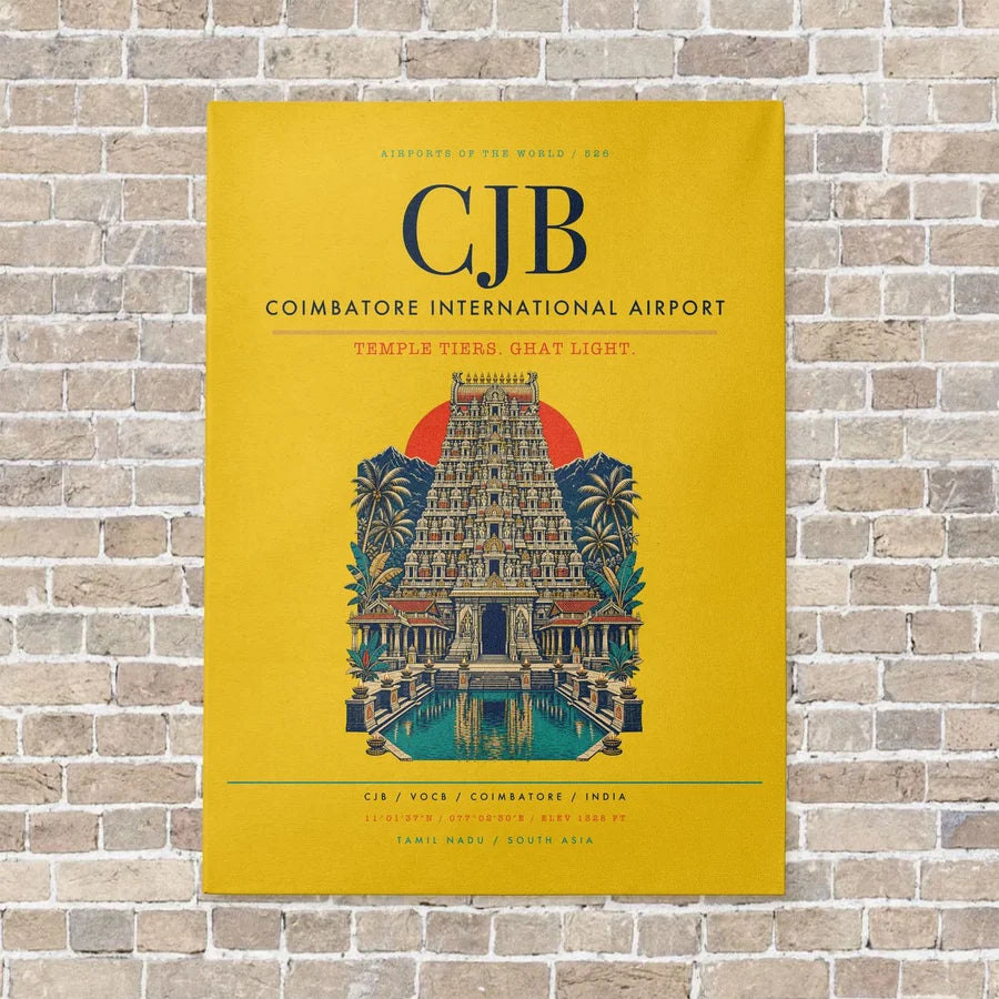 Coimbatore International Airport CJB - Canvas No Frame - Yellow