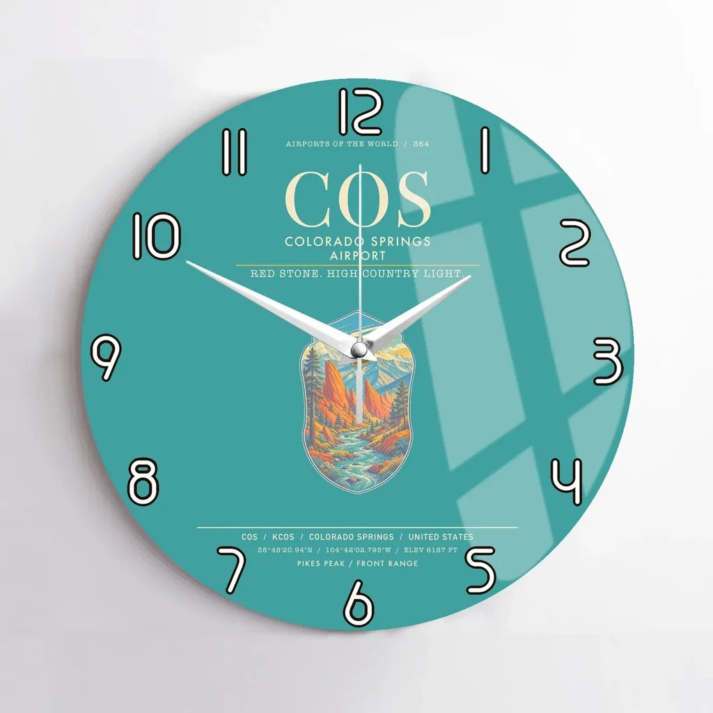 Colorado Springs Airport COS Wall-Clock No-Frame - Turquoise