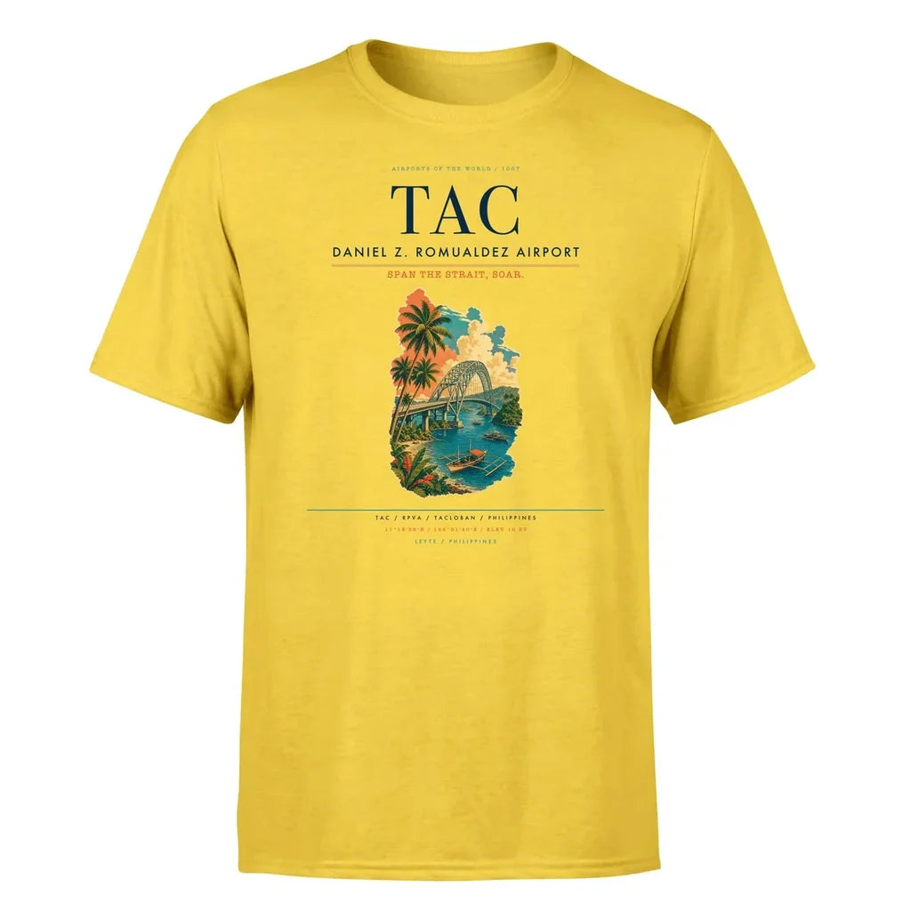Daniel Z. Romualdez Airport (TAC) T-Shirt single-side front print in Yellow | daniel-z-romualdez-airport-tac-double-side-t-shirt